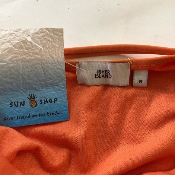 River Island Orange Strappy Chain Detail Underwire One-Piece Swimsuit US 4/8 UK - Picture 8 of 16